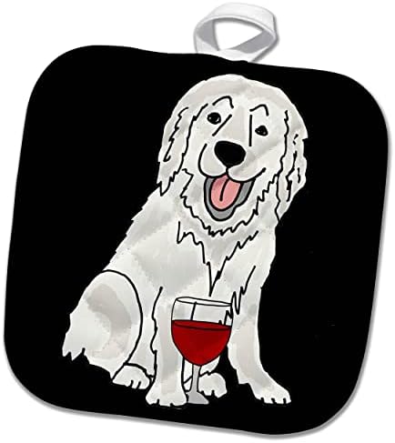 3drose חמוד מצחיק פירנאים נהדרים כלבים שותים יין קריקטורה - פוטלים