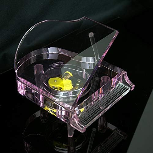 ZAMTAC רומנטי ורוד זכוכית גביש פסנתר מודרני שעון שעון סוג מוסיקה לקישוט בית מתנה לחתונה -