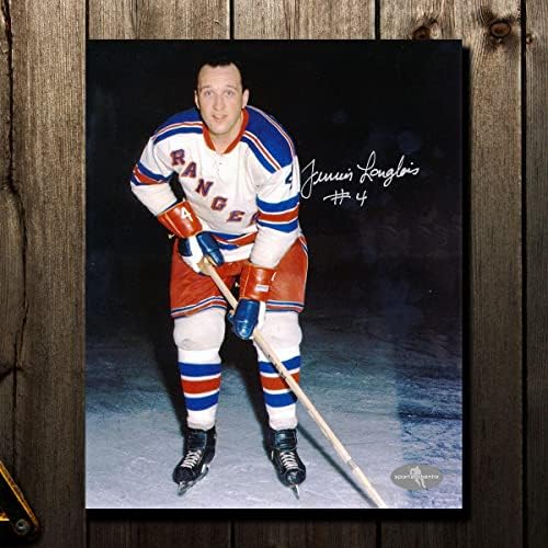Junior Langlois ניו יורק ריינג'רס עם חתימה 8x10 צילום - תמונות NHL עם חתימה