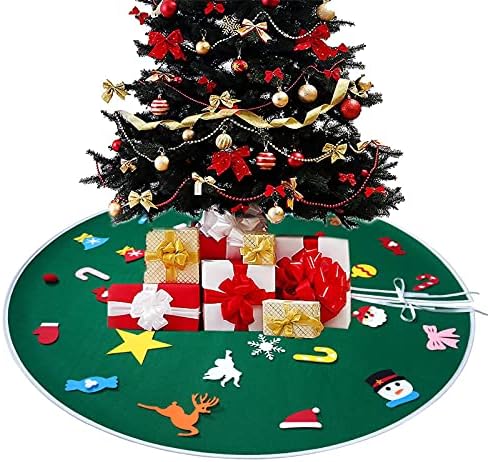 חצאית עץ חג המולד ירוק חג המולד קישוטי עץ לחג המולד מחצלת עץ חג המולד עם דפוס מושלג תליית עץ חג המולד לקישוטים מסיבת חג