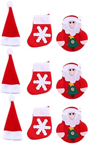 9 יחידות חג המולד סכום תיק חג המולד כלי כסף מחזיק חג המולד כובע גרב סנטה קלאוס כלי שולחן כיסוי עבור חג המולד להשתמש אוכל שולחן דקור