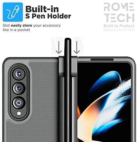 רומא טק קליפ נרתיק נרתיק עם מחזיק עט והגנה על ציר עבור Galaxy Z Fold 4 5G - כיסוי טלפון שקופית מחוספסת כבדה עבור סמסונג z קפל 4 מארז עם
